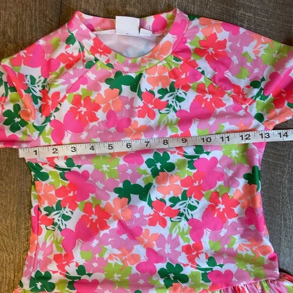 Crown and Ivy Kids Floral Butterfly Ruffle Hem Rash Guard Swim Shirt size 6X - Picture 11 of 12